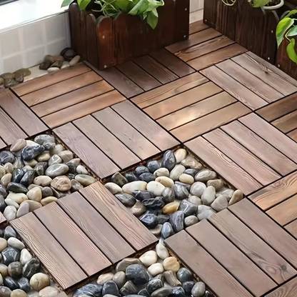 HomeFast Interlocking solid wood floor tiles for balconies and terraces - wood flooring Solid Flooring