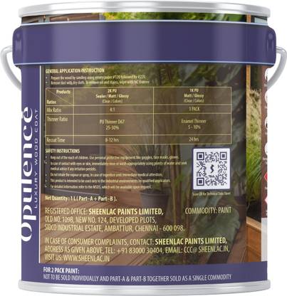 SHEENLAC Opulence Luxury Exterior Polyurethane Polish for Furniture | Clear Matt Finish | Varnish Stain Wood Stain