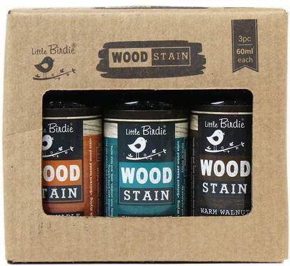 LITTLE BIRDIE Wood Stain - 60ml Each, 3pc Kit (Aqua Timber) Varnish Stain Wood Stain