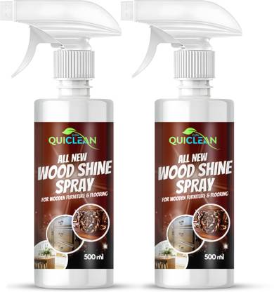 QUICLEAN All New Wood Shine Spray Pack of 2 | Natural Wood Cleaner, Shiner & Conditioner green, blue Wood Varnish