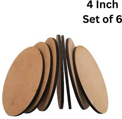 KESAR KUNJ 4 inch Round Circle 6 Pcs Thickness MDF Boards for Art and Craft, Painting Pine Wood Veneer