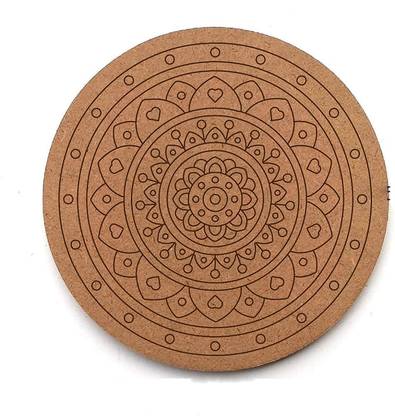 Asmi Collections Premarked MDF Wooden Base Rangoli Cutouts for DIY Craft Work Pine Wood Veneer