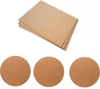 LOAM Plus 3 Circle & 3 Rectangle Shape, 2mm Thickness, Size 12X12 inch - Pack of 6 Ash Japanese Wood Veneer