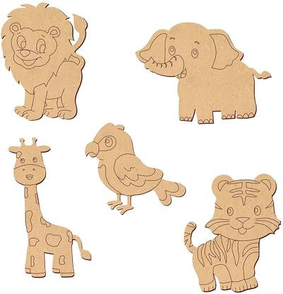 Asmi Collections Premarked Animals and Birds Cutouts for DIY Craft Work, Decoration (Set of 10) Pine Wood Veneer