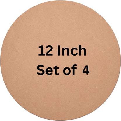 kumawatfeb Round Circle MDF Pine Wood 12 inch MDF Boards for Art and Craft set 4 Pine Wood Veneer
