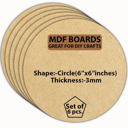 Nn Craft Round MDF board 3mm thick for DIY Craft,(6 INCH) Wooden Geometric Object