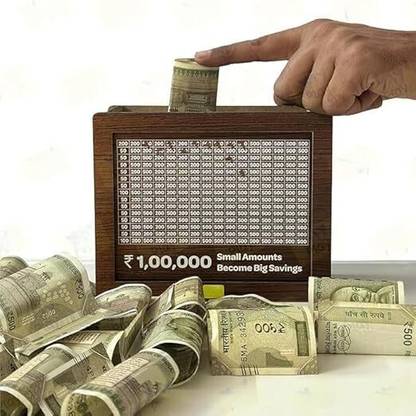 SHYAM CRAFT Smart Wooden Savings Vault – Coin Collection & Cash Organizer Wooden Geometric Object