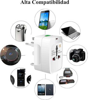Expresscraft All In One Universal Power Worldwide Travel Adaptor. Surge Protector. White Worldwide Adaptor