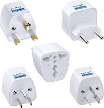 HI-PLASST Pack of 4 Types India to US/ Europe/ UK Plug Adapter Converter Type B,C, E/F,G,I Worldwide Adaptor