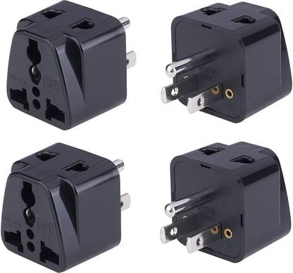 MX India to USA, Canada, Japan Universal Socket Plug (Type B) Worldwide Travel Adaptor, MX3434G (Pack of 4) Three Pin Plug