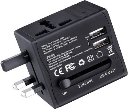 ELITEHOME All in One Worldwide Power Adapter, Universal Travel Adapter With 2 USB Ports Worldwide Adaptor