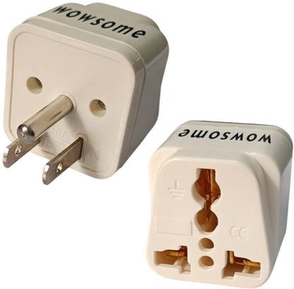 WOWSOME US Converter Plug for India to USA, Japan, Canada Type-B Grounded Set of 2 Worldwide Adaptor