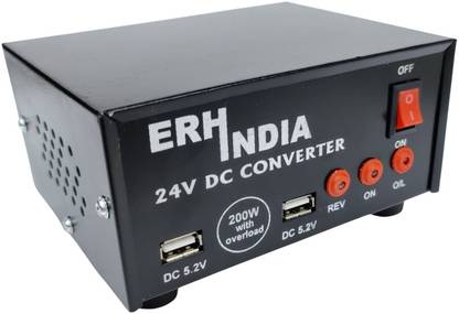 ERHIndia 24V DC to 220V AC Converter for UPTO 100 W Load, 24V DC Worldwide Adaptor