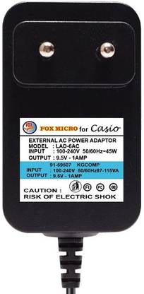 FOX MICRO Adapter For Casio CTK-2550 61-Key Portable Keyboard Worldwide Adaptor