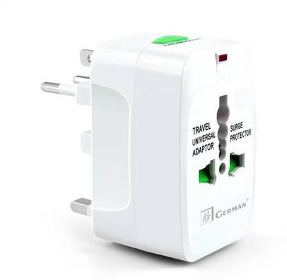 R3 GERMAN Universal travel Multiplug Plastic with 2&3-Pin White Travel Adaptor Worldwide Adaptor