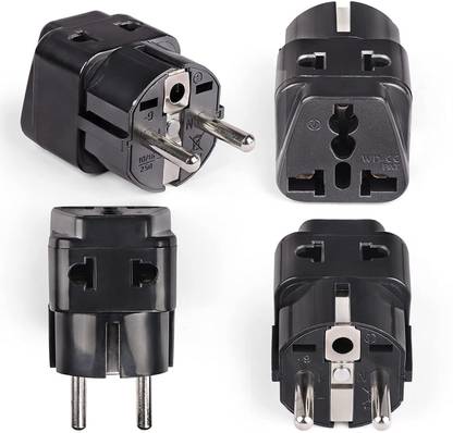 OREI India to Europe (Schuko) Travel Adapter Plug Type E/F - 4 Pack Worldwide Adaptor