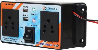 Electronics Crafts 12 24 to 220 volt 100 watt dc to ac converter with Dual usb Worldwide Adaptor