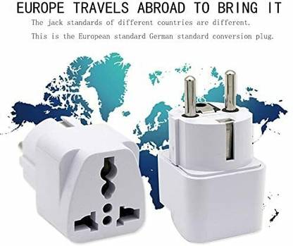 Uniq plus Type E/F Travel Power Plug Adapter (White) Worldwide Adaptor