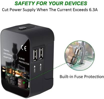 Jihaan International Universal Worldwide Travel Adapter,All in One Universal Power Wall Charger AC Power Plug Adapter(Black) Worldwide Adaptor