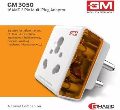GM 16A 3-Pin Multi Plug Adapter Worldwide Adaptor