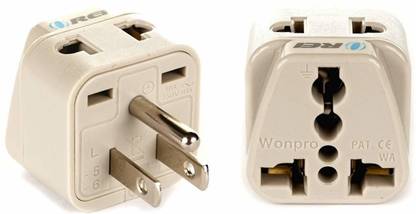 OREI India to USA, Japan, (Type B) Travel Adapter Plug - 2 in 1 - 2 Pack Worldwide Adaptor