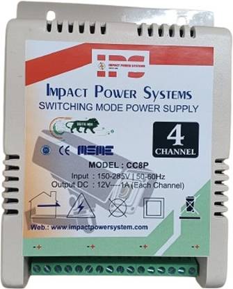 IPS CCTV Power Supply for 4 Channel SMPS Overload Short & Circuit Protection Worldwide Adaptor
