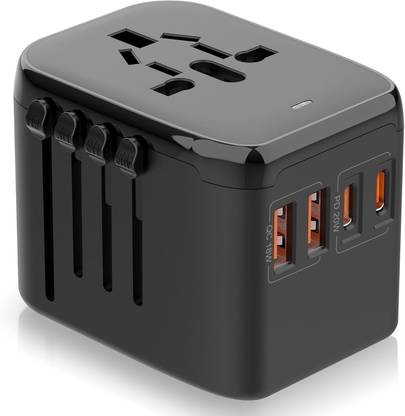 PawPrints Universal Travel Charger, PD 20W - 2 USB-C & 2 USB-A Fast Charging Adapter Worldwide Adaptor