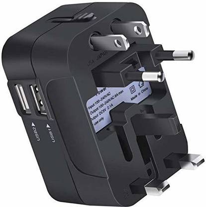 Jihaan All in One Universal Global Power International Travel Adaptor 2 USB Worldwide Adaptor
