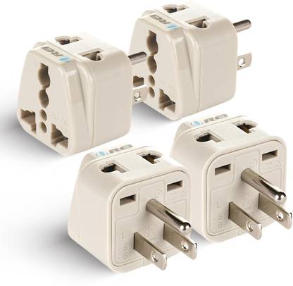 OREI India to USA, Japan, (Type B) Travel Adapter Plug - 2 in 1 - 4 Pack Worldwide Adaptor