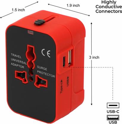 Jihaan Type-c usb All in One Worldwide Travel Multi Plug Adapter cable &Wall Charger Worldwide Adaptor