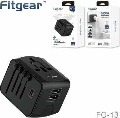 Fitgear FG-13 2000w 2.4A 3Port (2 Usb Port+1 Type C Port) International Travel Worldwide Adaptor