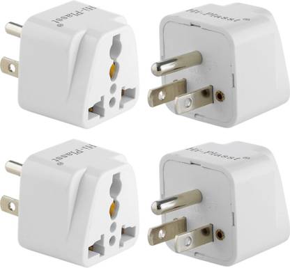 HI-PLASST (Packof 4) Type-B pin India to USA Converter Canada Power plug Universal Travel Worldwide Adaptor