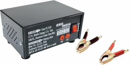 ERHIndia 100 Watt Mini Car Inverter for Multiple Applications with Battery Connector Worldwide Adaptor