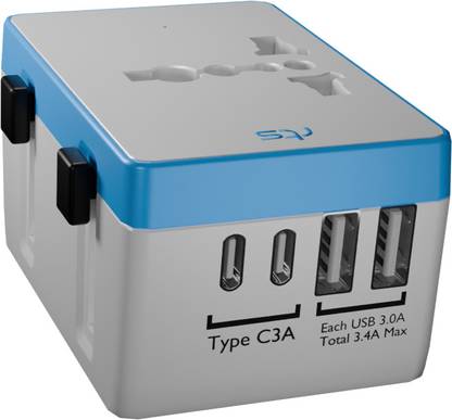 Jihaan 5 in 1 Universal Travel Adapter with Type C - International Travel Worldwide Adaptor