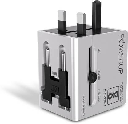 Power Up Universal Travel Adapter Dual USB-A & Type-C Port Worldwide Adaptor