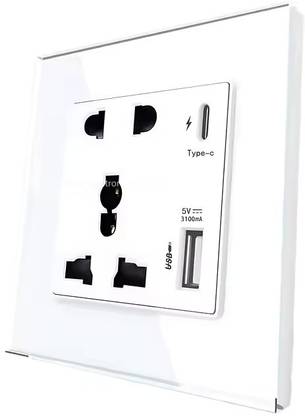 SSUCA 18W USB Type A Port & 5V Type C Port, 2 13A Power Outlet Universal Wall Charger Worldwide Adaptor