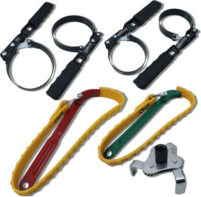 4MECH 4-Ring Filter Wrench+9" Belt Wrench+12" Belt Wrench+3 Leg Filter Wrench Double Sided Combination Wrench