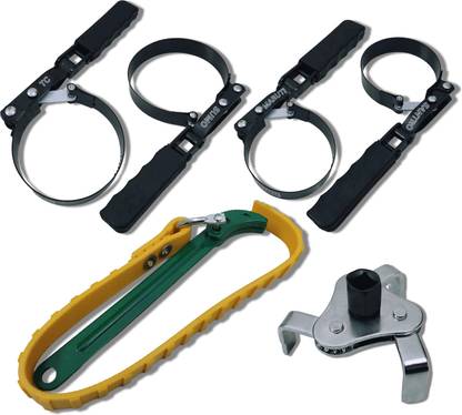 4MECH 4-Ring Filter Wrench+9" Belt Wrench+3 Leg Filter Wrench, Professional Tool Double Sided Combination Wrench