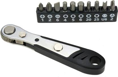 AASONS 1/4"Ratchet Wrench Handle with 10Pcs hex bits AASONS 1/4 Mini Ratchet Wrench Pocket 11 pc Screwdriver Set with High Torque Double Sided Rachet Wrench