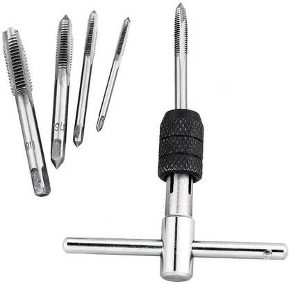AS TOOL CENTER 6pcs Portable And Easy To Use T-Shaped Wrench Drill Set- Manual Tapping Tools-M3/M4/M5/M6/M8 Tap Set Single Sided T Type Wrench