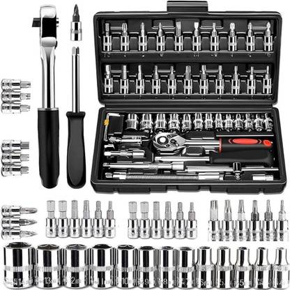 AshmakamMart 46in1-25 46 in 1 Socket and Spanner Set for DIYers and Home Mechanics Double Sided Box End Wrench