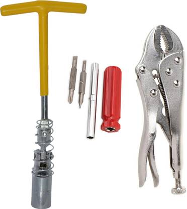 Digital Craft 16MM Sprak Plug Wrench,4 In 1 Screw Driver,10"Inch Lock Plier Smooth Plug Extraction with a Rugged, Long-Lasting Automotive Tool Single Sided T Type Wrench