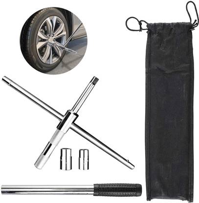 ORTIZA Storage Box and Standard Lug Nut Remover for Heavy Duty Cross Wrench Tire Wrench Universal Extended Lug Wrench, 4 Way Tire Iron Nut Wrench Set Double Sided Lug Wrench