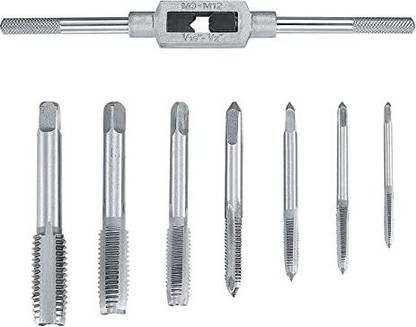kavyatoolpower M3-M12 Tap Wrench Drill Set Hand Tapping Tools Metric Screw Thread Tap Set with Metric Thread Insert Screw Taps Single Sided Speed Wrench