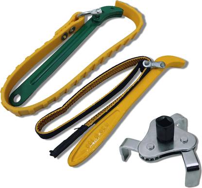4MECH PK-FB+9" Belt Wrench+3 Leg Filter Wrench, Professional Tool Double Sided Combination Wrench
