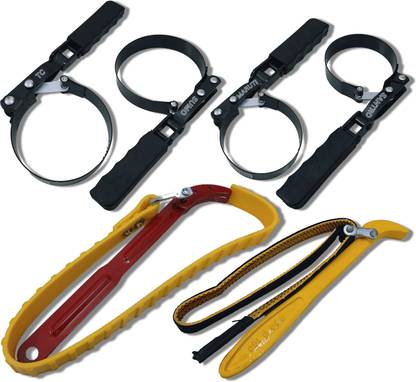 4MECH 4-Ring Filter Wrench+PK-FB+12" Belt Wrench, Professional Tool Double Sided Combination Wrench