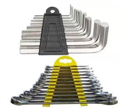 SKENTERPRISES Combo of 12pc Chabi pana wrench set & 9pc Allen key set Combination spanner set & Allen key set Double Sided Combination Wrench