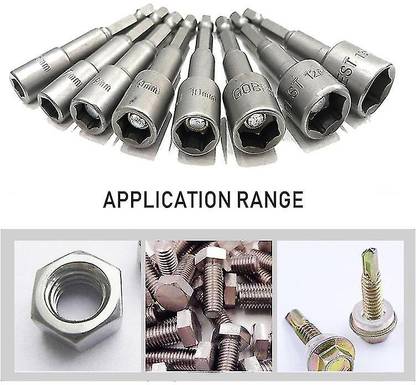 AS TOOL CENTER Nut Driver Set Drill Bit Adapter For Electric Screwdriver Handle Tools Shank size(approx.):1/4inch Single Sided Socket Wrench