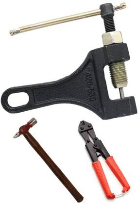 Digital Craft Combo of 3 Items Bicycle Chain Pin Remover Bike Link Breaker Splitter MTB Cycle Repair Tool Bicycle Chain Puller Link Extractor Cycling Repair with Bolt Cutter & Hammer 2 Single Sided Speciality