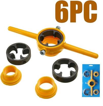 A TO Z TOOLS 6Pcs PVC Thread Maker Tool Reusable Pipe Threader Kit with 1/2 Inch 3/4 Inch 1 Inch Dies Pipe Threader Plumbing Double Sided Speed Wrench
